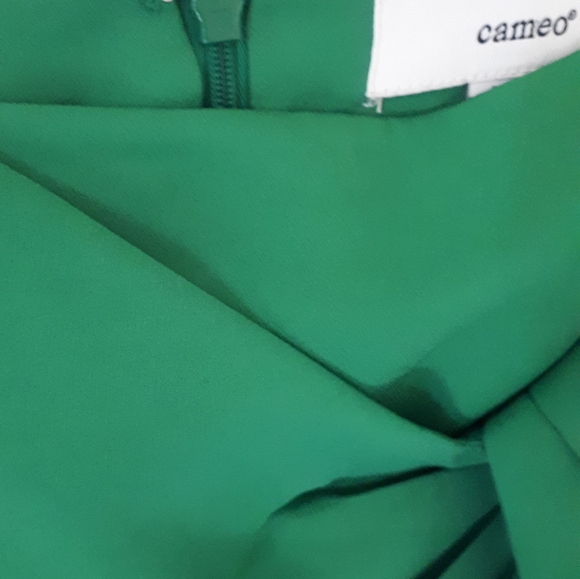 Cameo green mini skirt with pleat front faux wrap detail size XS - Picture 4 of 9